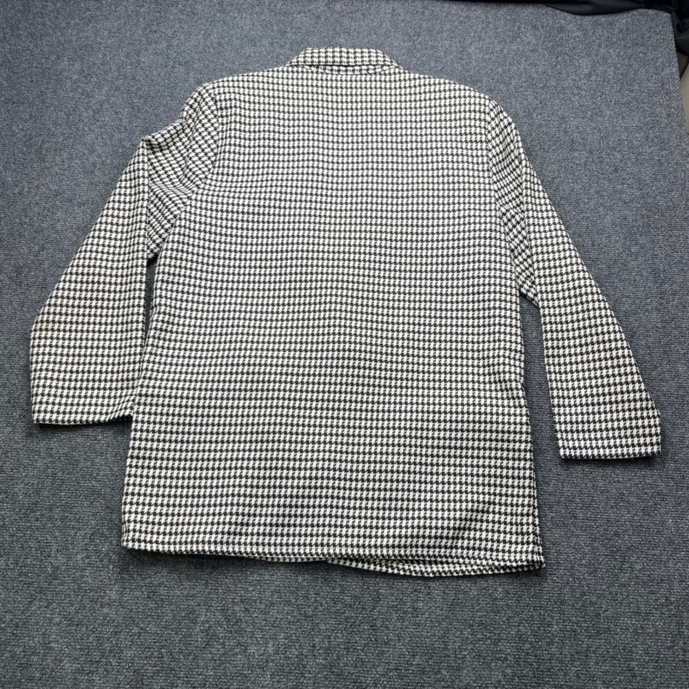 Michele Leslie Vintage Houndstooth Blazer Black White Longline‎ Jacket - Picture 3 of 5
